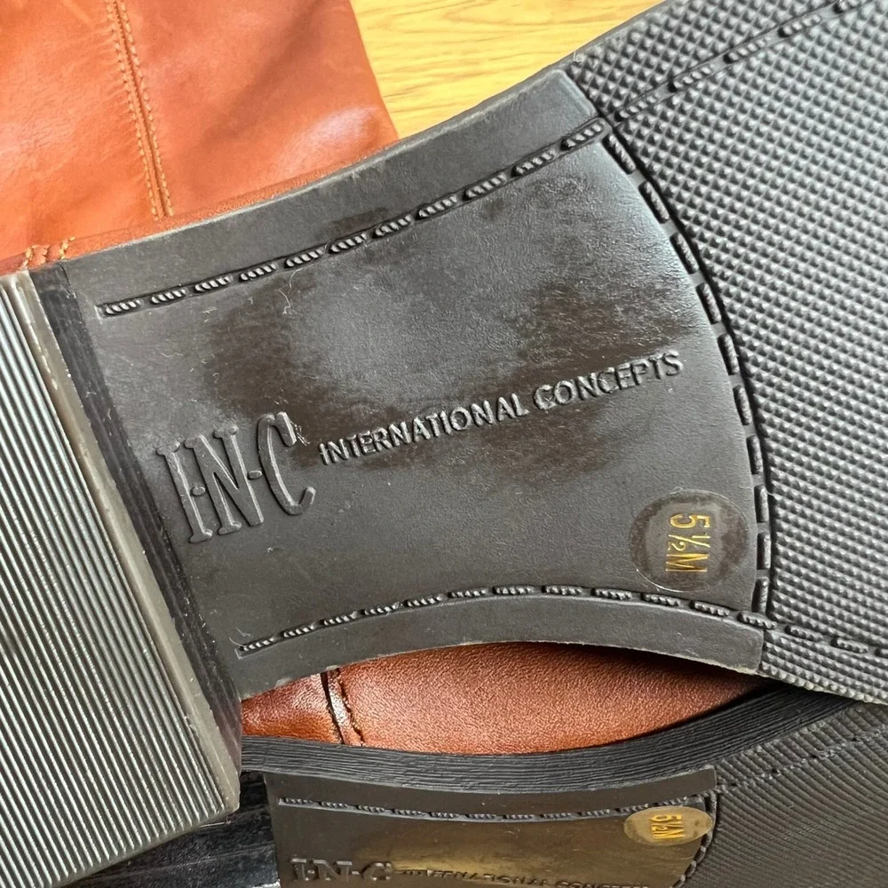 INC International Concepts Fawne Riding Knee High Boot Sz 5.5‎ Cognac Brown NEW